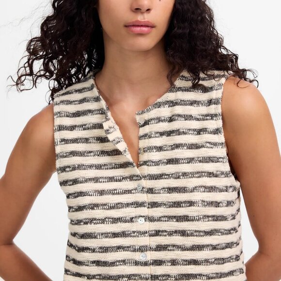 Madewell Crewneck Button Front Sweater Vest Stripe Size XS NWT - Picture 4 of 9